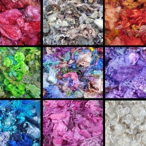 Curly Fiber Locks (Natural & Handdyed) Sourced from Local Farmers.  Felting, Spinning, Crafts, Hair.  Lovely and Luscious.  Unique.