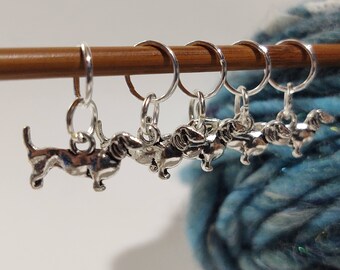 5 Dachshund Charms for Stitch Markers, Zipper Pulls, Crazy Quilts, Jewelry Making & Crafts Adorable Unique Knit Crochet Dog Weiner Pup Bark