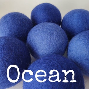 Wool Dryer Balls. Blues. Set of 3. Beautifully Hand Dyed. Better for your home. Laundry Supplies. Try As A Dog Cat Toy Cerulean Ocean Slate Ocean