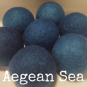 Wool Dryer Balls. Blues. Set of 3. Beautifully Hand Dyed. Better for your home. Laundry Supplies. Try As A Dog Cat Toy Cerulean Ocean Slate Aegean Sea