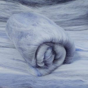 Carded Batt &#39;Cloud&#39;  3.5oz Blends of Vibrant Grays, Soft Blues & White Soft Beautiful Spin Weave Felt Applique. Luscious Fibers