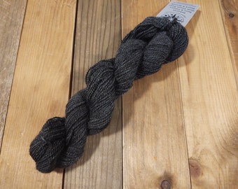 Dark, Deepest Gray--Undyed, Local, Natural Millspun GORGEOUS YARN!  Knit Crochet Macrame Weave Alpaca Wool Beautiful Dark Gray Black
