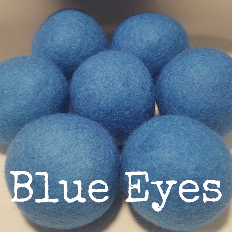 Wool Dryer Balls. Blues. Set of 3. Beautifully Hand Dyed. Better for your home. Laundry Supplies. Try As A Dog Cat Toy Cerulean Ocean Slate Blue Eyes