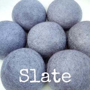Wool Dryer Balls. Blues. Set of 3. Beautifully Hand Dyed. Better for your home. Laundry Supplies. Try As A Dog Cat Toy Cerulean Ocean Slate Slate
