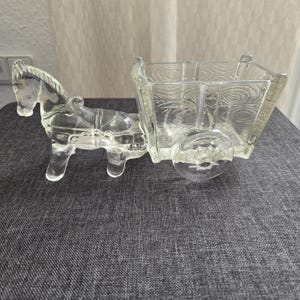 Glass planter=horse with cart=vintage=solid