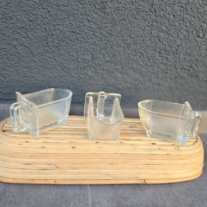 3 x Frascos de vidrio pequeños = Vidrio Ruhr = Vidrio prensado = Vidrio de cocina vintage = Almacenamiento