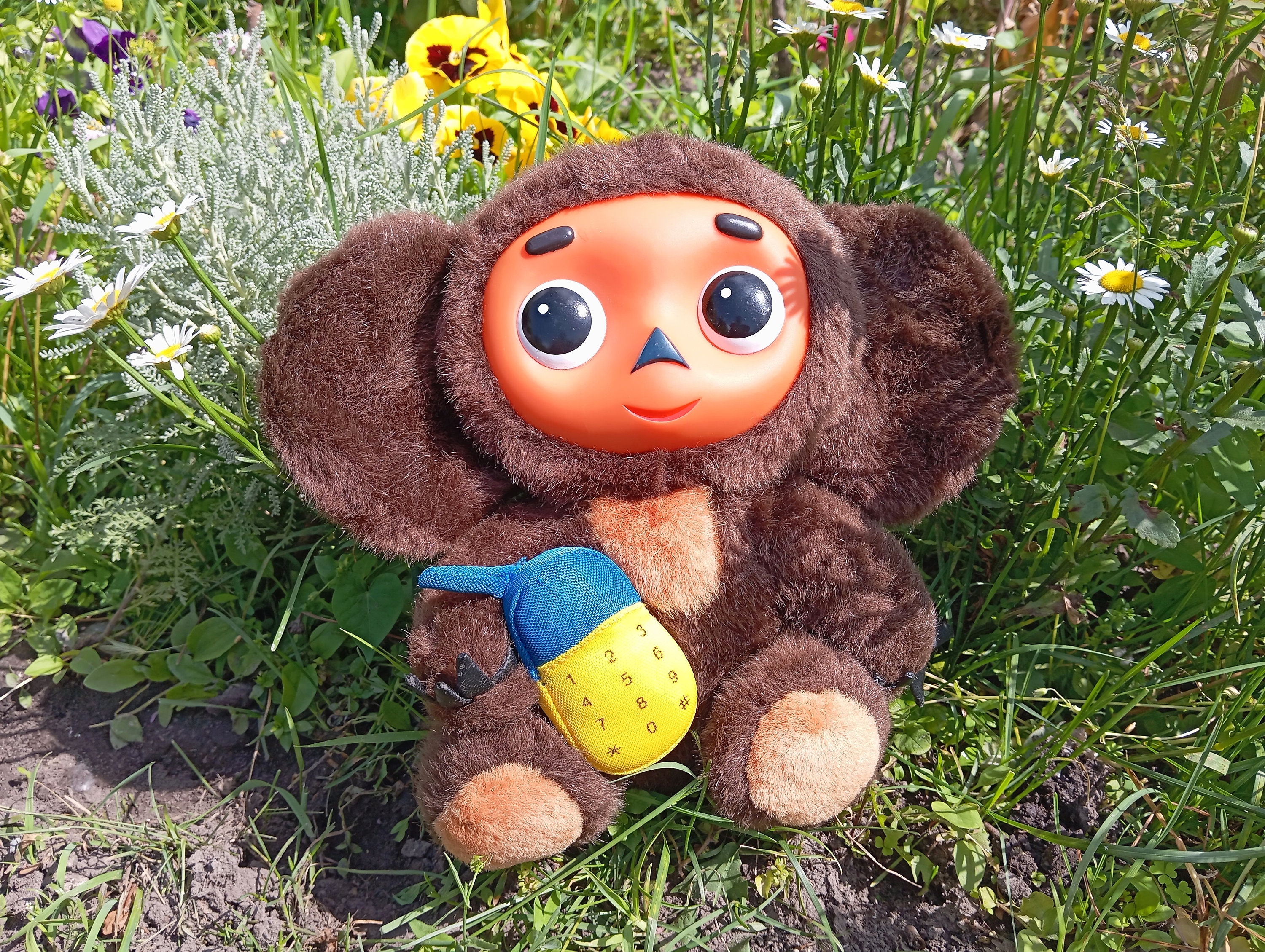 Vintage Soviet Cheburashka Plush Toy, 1980s USSR Cartoon Character, Collectible Soft Toy, Brown Furry Stuffed Animal