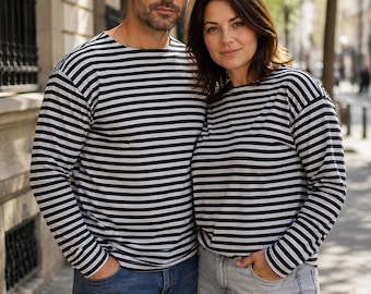 Striped sailor shirt, Telnyashka, Striped sweatshirt in nautical style for men and women's, Breton Shirt, Сotton striped sweatshirt