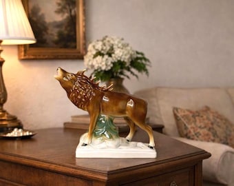 Unique find, Vintage Grafenthal Porcelain Moose Figurine Germany 50s, Antique porcelain animal figurine, Collectible Porcelain animal Statue