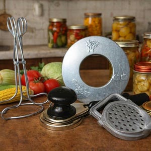 Kit para conservas, juego de conservas soviético vintage, elevador de frascos soviético + colador + pinza + elevador semiautomático, artículo de colección de cocina de los años 70-80