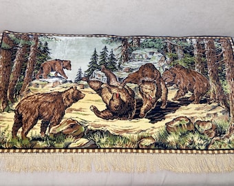 Vintage Soviet bear wall tapestry, USSR woven wall hanging, Soviet decor, Cottorage decor