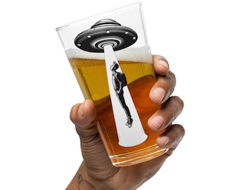 Verre à pinte OVNI | Verre à bière extraterrestre | Cadeau d’amant d’OVNI | Cadeau d’amant extraterrestre | Cadeau d’enlèvement extraterrestre | Verre à bière drôle | Cadeau de la zone 51 | Coupe OVNI