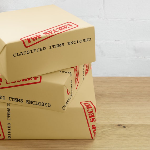 Top Secret Wrapping Paper | Secret Gift Paper | Alien Gift Paper | Funny Wrap Paper | Brown Wrapping Paper | Spy Gift |No Peeking Gift Paper