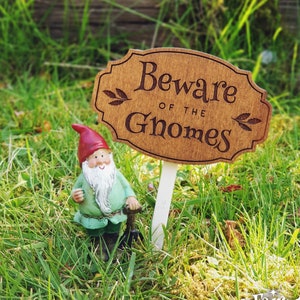 Beware of the Gnomes Sign | Fairy Garden Sign | Fairy Garden accessory | Fairy Sign | Fairy Garden Gift Idea | Fairy Garden idea | Gift