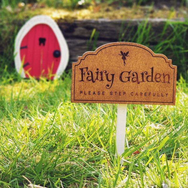 Fairy tuin teken | Fairy Garden Stap voorzichtig | Fairy Garden-accessoire | Feeteken | Feeëntuin cadeau-idee | Idee voor een sprookjestuin