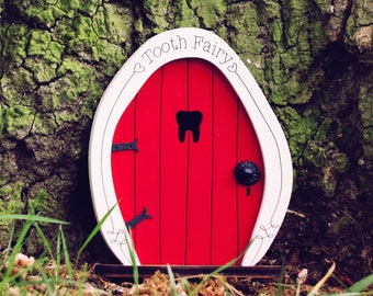 Tooth Fairy Door in Red | Red Fairy door | Fairy door for tree | Outdoor Decor | Fairy garden | Fairytale door | Tooth Fairy door | Gift