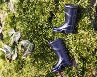 Fairy rain boots | Fairy garden miniature | Black miniature rain boots | Miniature boots | Scale 1|12 | Fairy miniature | Gift