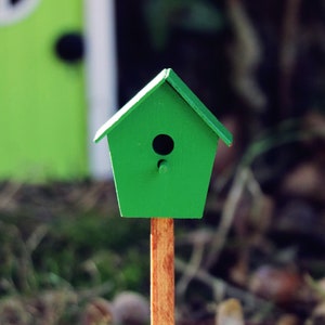 Bird house for Fairy garden | Fairy garden | Fairy garden bird house | Green bird house on stick | Gift