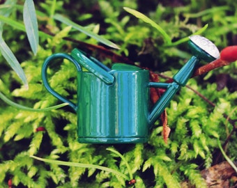 Green fairy garden watering can | Fairy garden miniature | Miniature watering can | Miniature gardening | Scale 1|12 | Fairy miniature