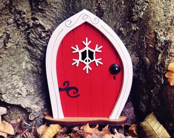 Red Christmas Elf Door | Winter Fairy Door | Kids Gift | Christmas Decor | Christmas garden decor | Christmas Gift | Christmas Fairy Door