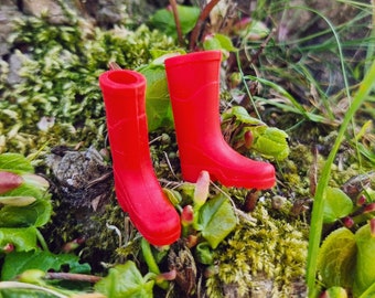 Red fairy rain boots | Fairy garden miniature | Red miniature rain boots | Miniature boots  | Scale 1|12 | Fairy miniature | Gift