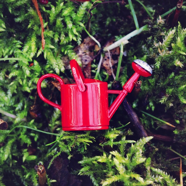 Arrosoir féerique rouge - Jardin féerique miniature - arrosoir miniature - jardin miniature - échelle 1|12 - fée miniature | Cadeau