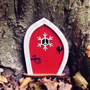 Red Christmas Elf Door | Winter Fairy Door | Kids Gift | Christmas Decor | Elf Kit | Elf Arrival | Christmas Eve Box Filler | Christmas Gift