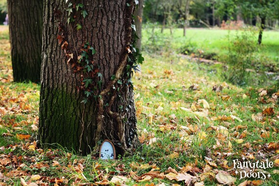 Fairy Door Emma In Blue Blue Fairy Door Fairy Door For Tree Miniature Door Fairy Garden Fairytale Door Tooth Fairy Door