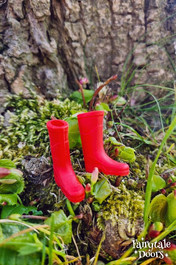 Red Fairy Rain Boots Fairy Garden Miniature Red Miniature Rain