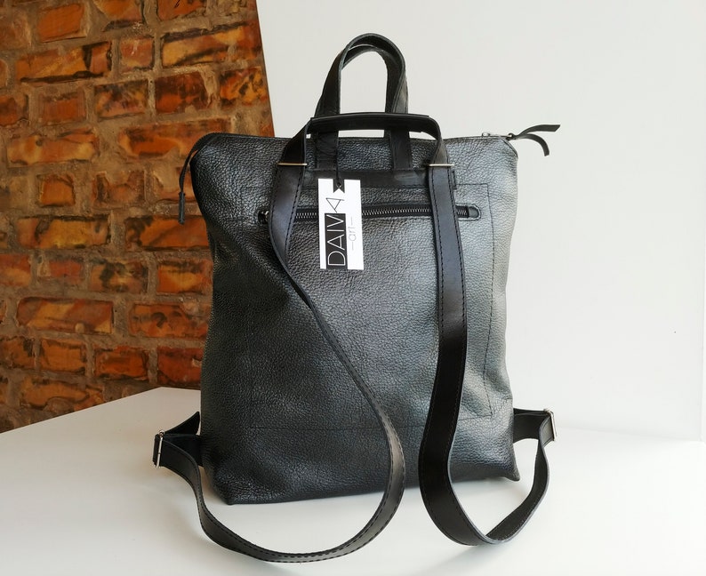 Stylish Handmade Silver Genuine Leather Handbag /    Backpack