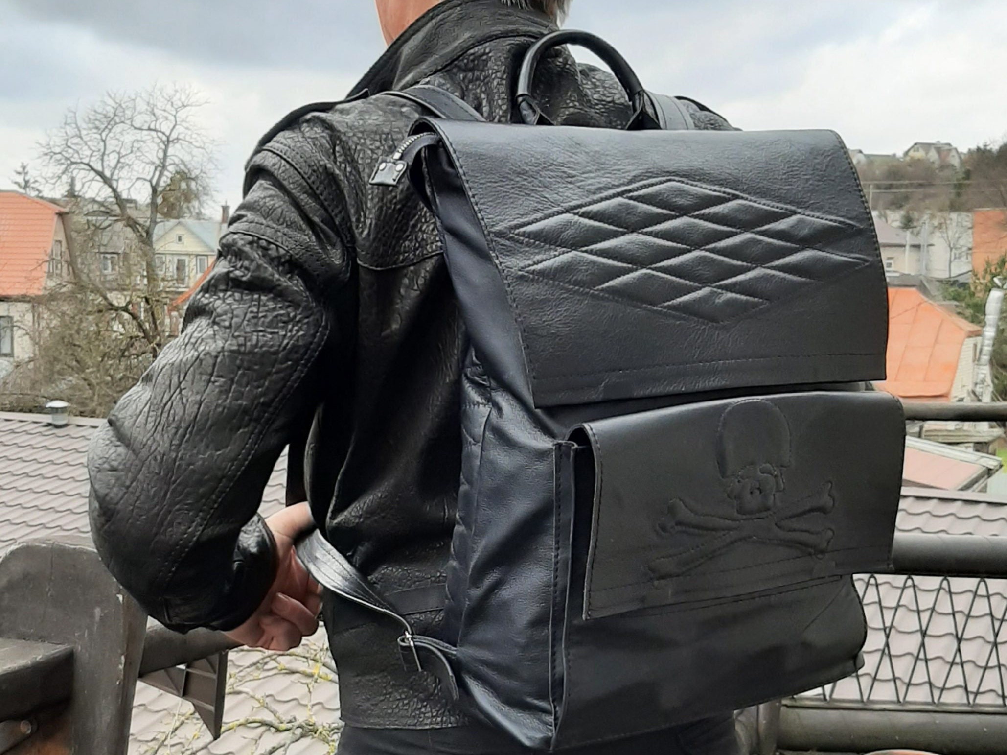 trendy black backpack