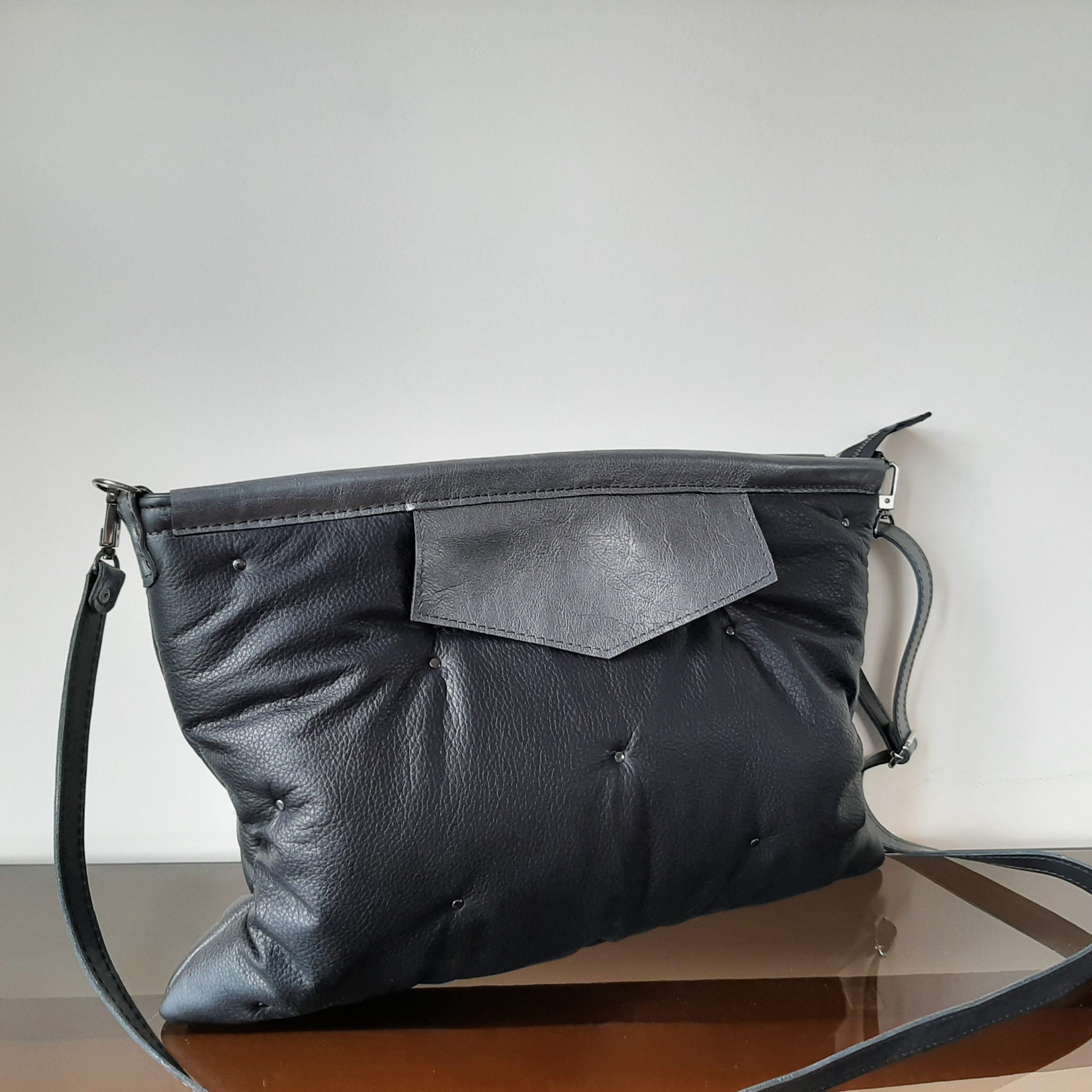 Stylish Genuine Leather Bag Pillow Bag Kaste | Etsy