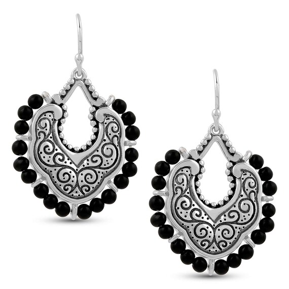 Gemstone Earrings Dangle Earrings Sterling Silver Earrings Onyx Earrings Fish Hook Earrings Valentine Sale Black Onyx Earrings