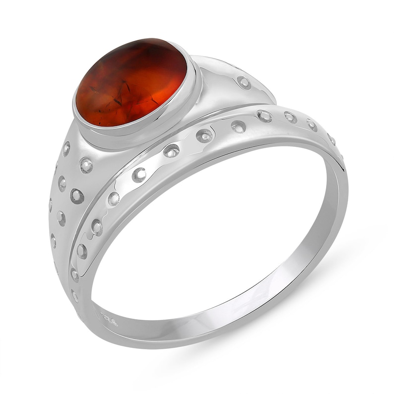Genuine Gemstone .925 Sterling Silver Red Amber Ring Valentine Gifts for Her