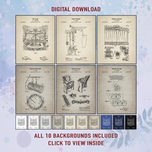 Vintage theateroctrooiafdrukken - decor podium en muziek (digitale download)
