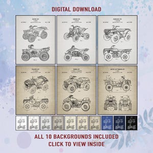 Vintage ATV Patent Print Set: Off-Road Garage Decor (Digital Download)