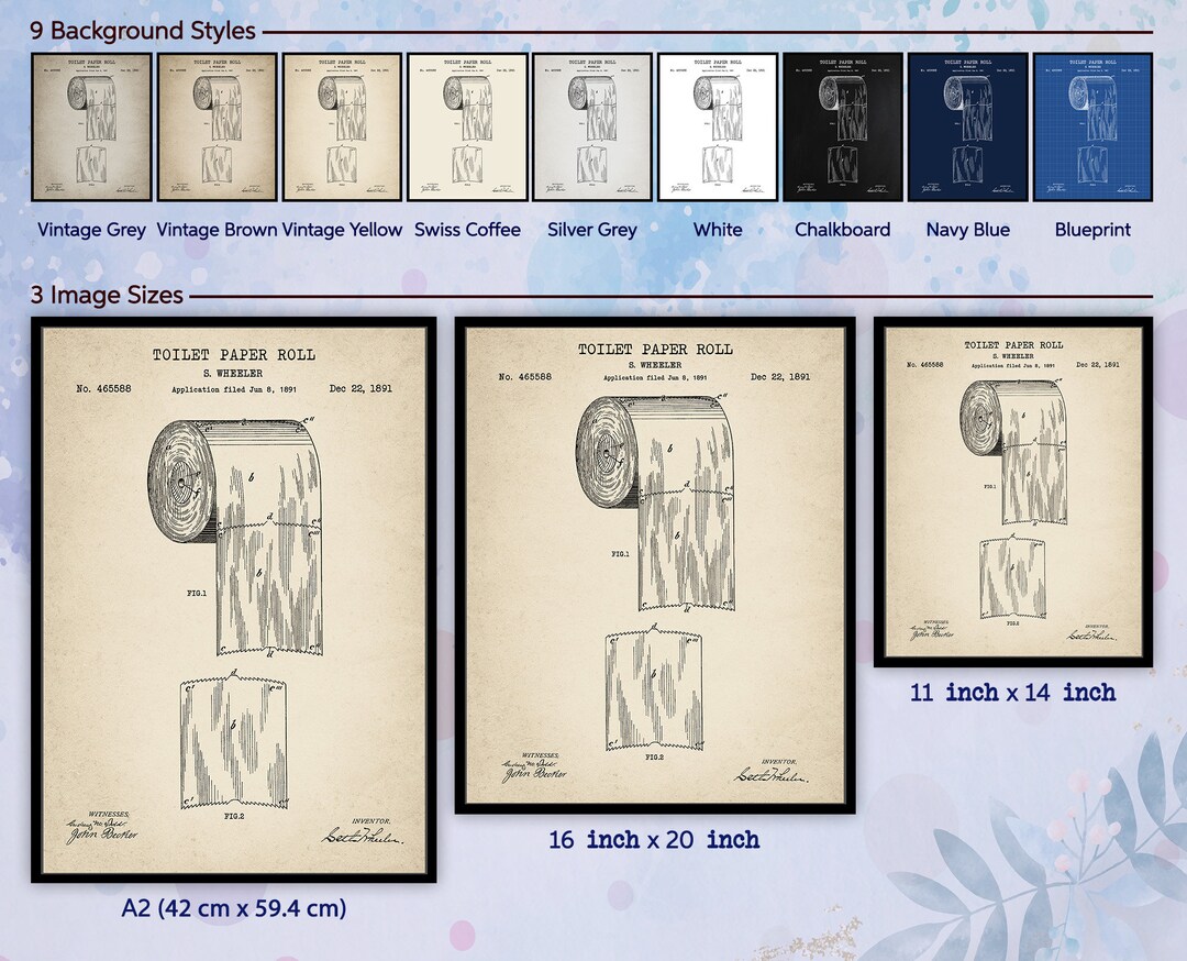 1891 Toilet Paper Roll Patent Print. Toilet Decor. Bathroom - Etsy UK