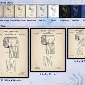 1891 Toilet Paper Roll Patent Print. Arredamento del water. Impronte del bagno. Arredo parete bagno.  Bagno Art. Stampa d'arte brevettuale.  Download digitale