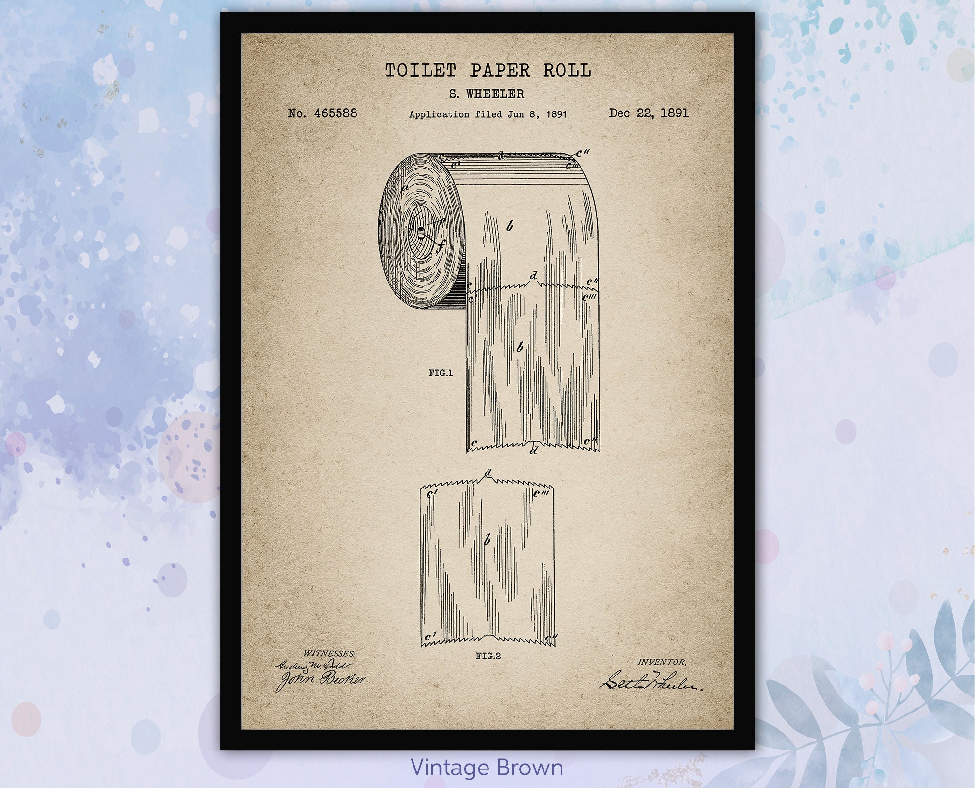 1891 Toilet Paper Roll Patent Print. Toilet Decor. Bathroom Etsy
