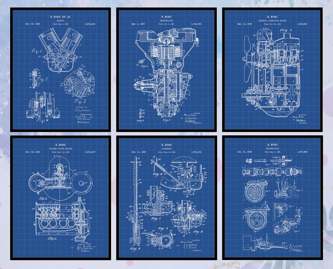 Henry Ford Patent Print. Set of 6 Henry Ford Poster. Ford Transmission ...