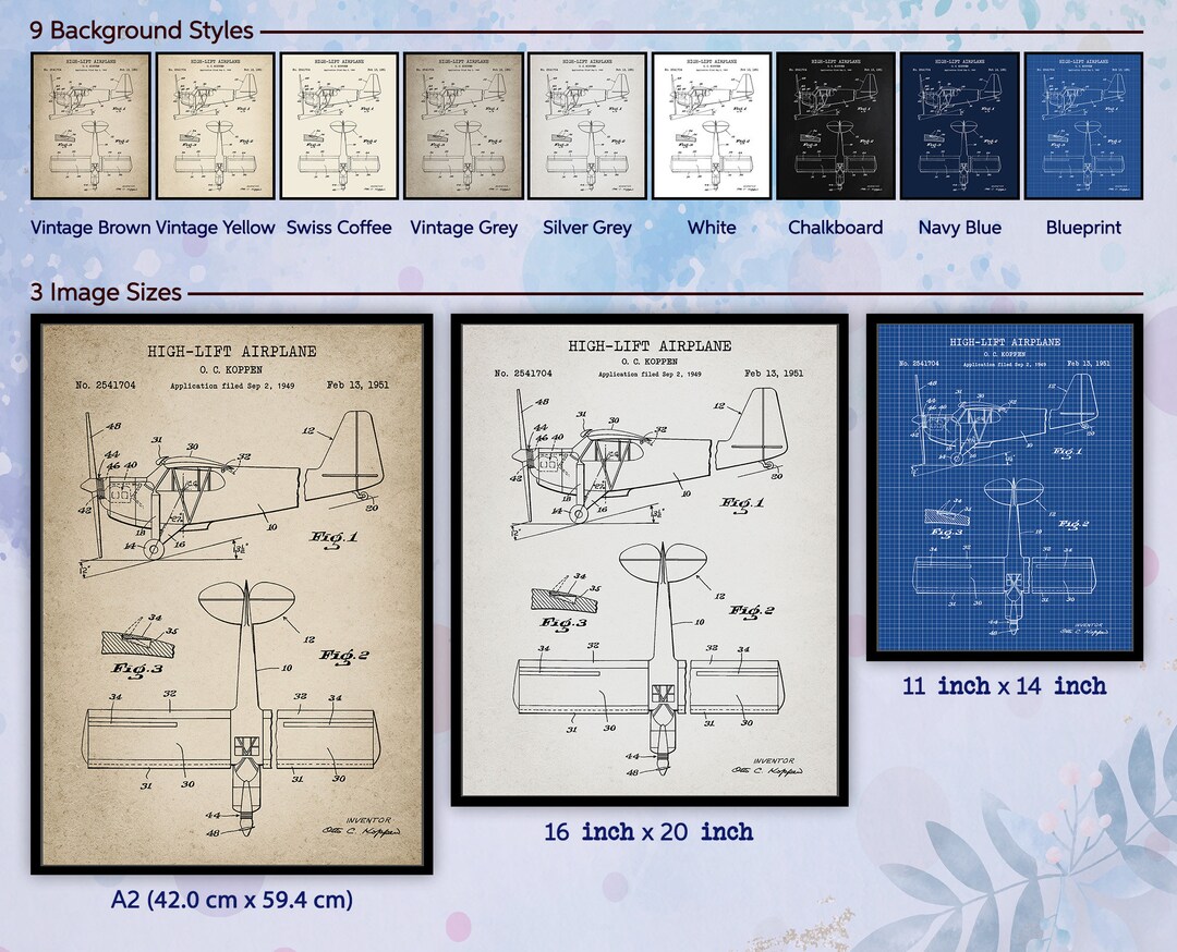 1951 High Lift Airplane Patent Print. Vintage Aircraft Wall Art ...