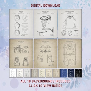 Vintage Basketball Patent Art Prints: Sports Decor for Man Cave (Digital Download)