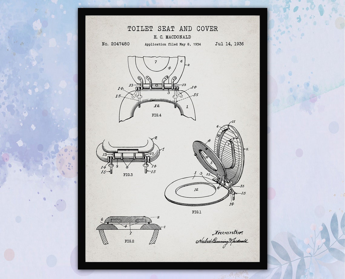 Set of 6 Vintage Bathroom Patent Print. Silver Grey Wall Art. - Etsy