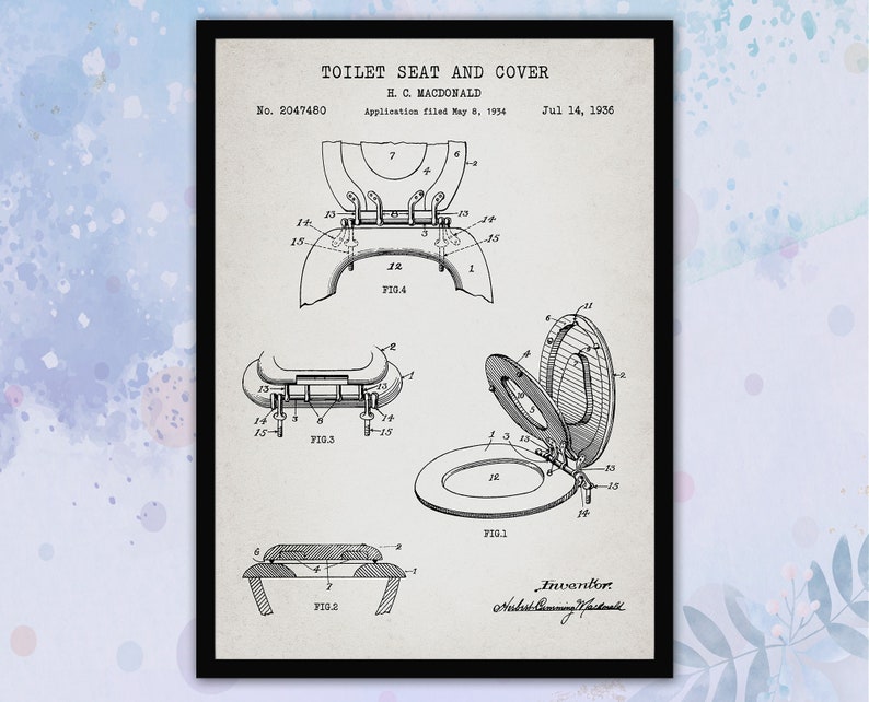 Set of 6 Vintage Bathroom Patent Print. Silver Grey Wall Art. - Etsy