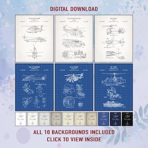Vintage Helicopter Patent Art Prints: Military Aviation Decor (Digital Download)