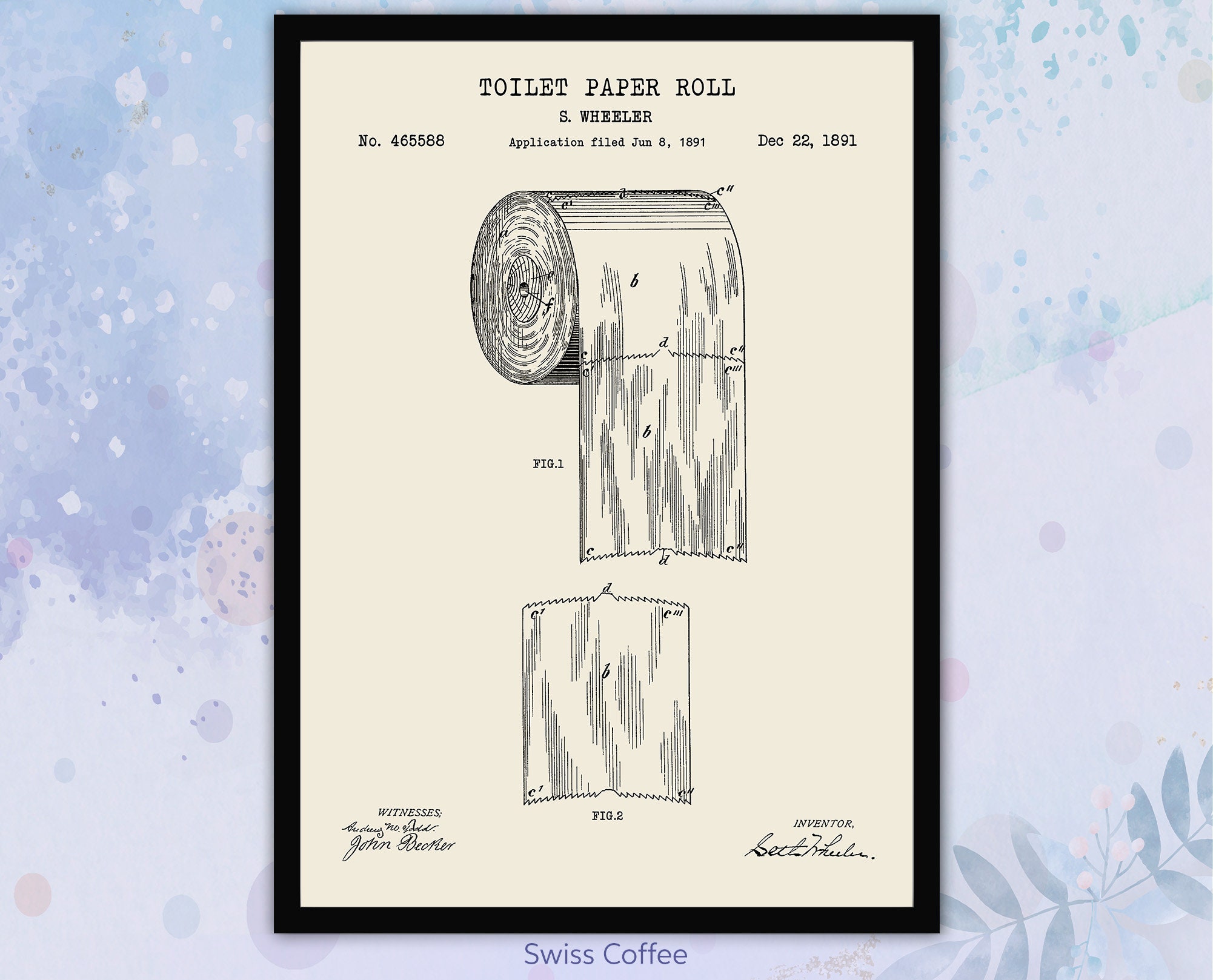 1891 Toilet Paper Roll Patent Print. Toilet Decor. Bathroom Etsy