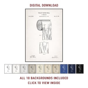 Toilet Paper Roll Patent Print: 1891 Vintage Bathroom Art (Digital Download
