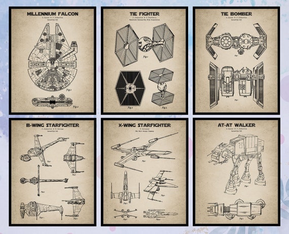 Set of 6 Star Wars Patent Print. Star Wars Blueprint. - Etsy
