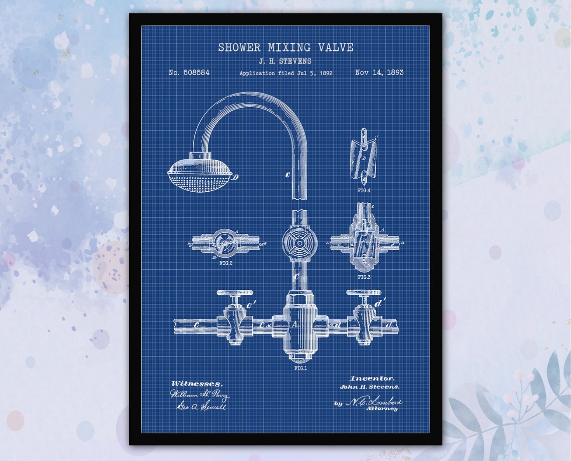 Set of 6 Vintage Bathroom Patent Print. Blueprint Wall Art. - Etsy