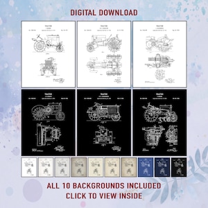 Set of 6 Tractor Patent Prints. Digital Download, Farmhouse Decor, Rustic Art, Tractor Lovers, Vintage Prints, Country Wall Art, Farm Gifts.